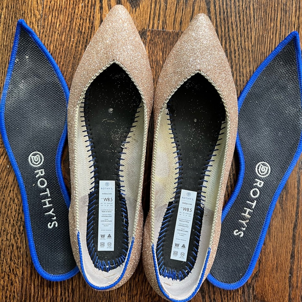 GUC size 8.5 custom gold glitter Rothy’s points